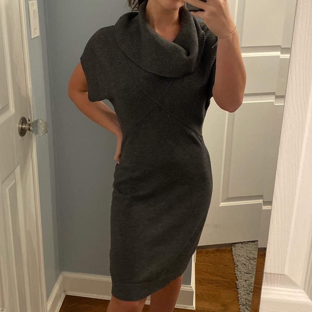 Nine West Charcoal Cowl Neck Knit Dress